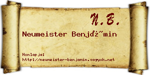 Neumeister Benjámin névjegykártya